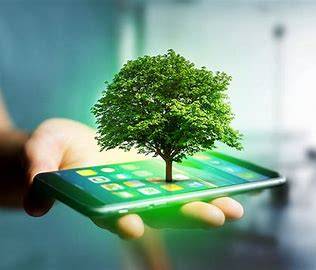 mobile phone with a tree representing sustainability